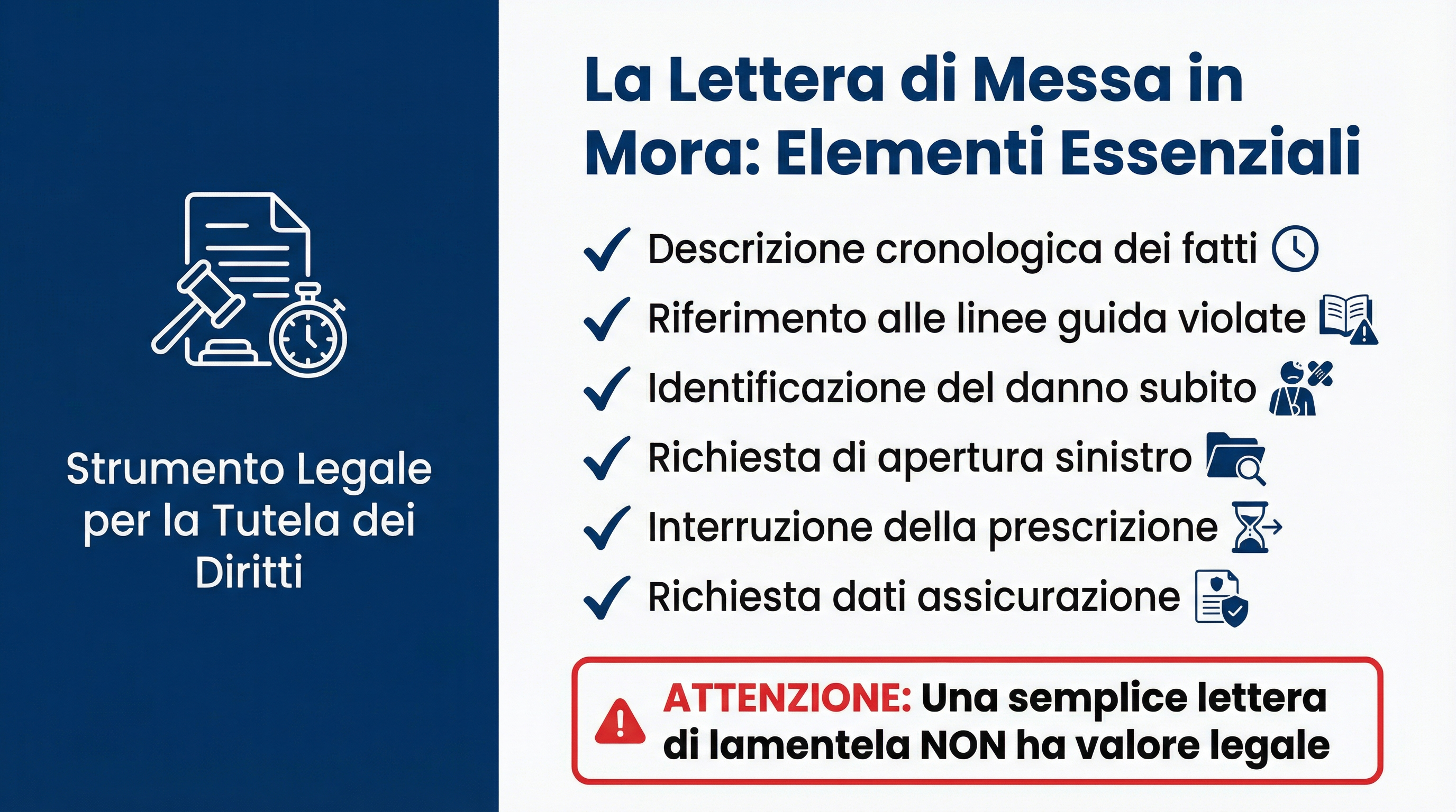 Infografica sulle cinque funzioni della lettera di messa in mora in ambito sanitario